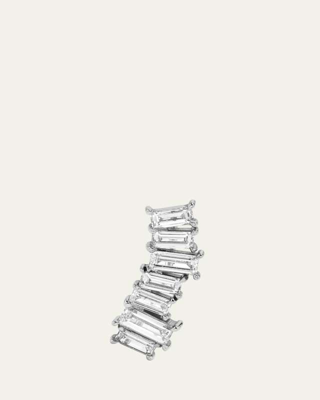 14K Gold Baguette Lab Grown Diamond Ear Climber, Single